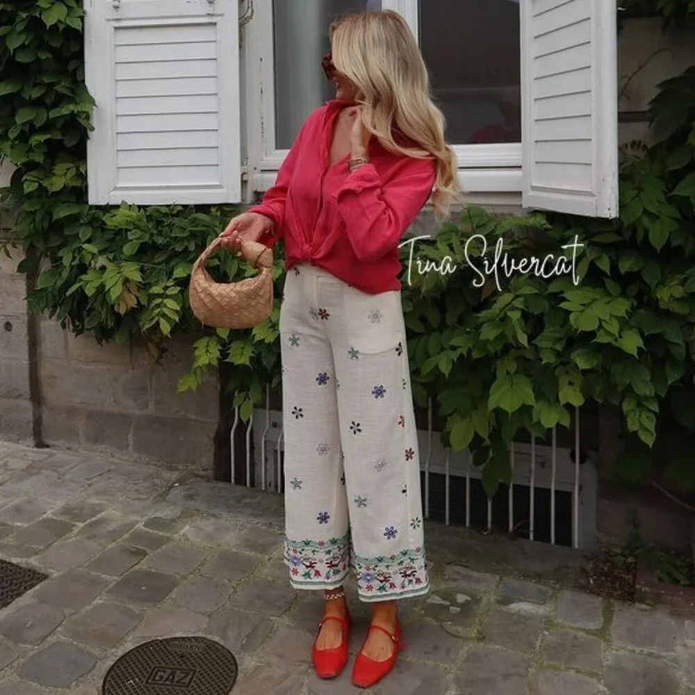 BLOGGER'S FAVE! Zara Floral Cropped Wide Legs Pants NWT